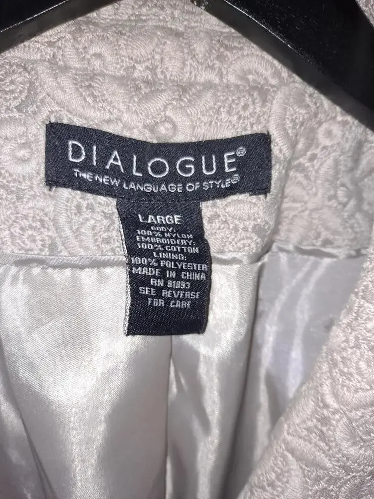 Dialogue White and Gray‎ Floral Embroidered Blazer Size Large